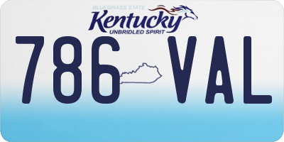 KY license plate 786VAL