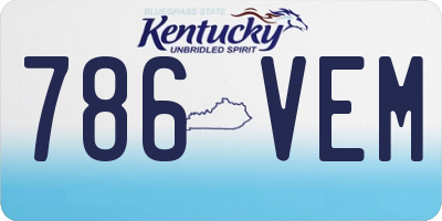 KY license plate 786VEM
