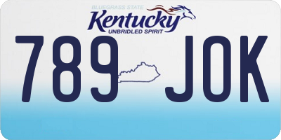 KY license plate 789JOK