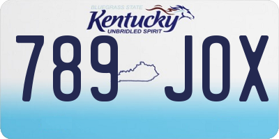 KY license plate 789JOX