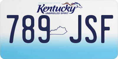 KY license plate 789JSF