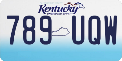 KY license plate 789UQW