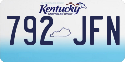 KY license plate 792JFN