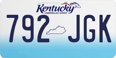 KY license plate 792JGK