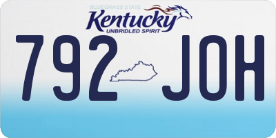 KY license plate 792JOH