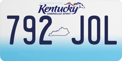 KY license plate 792JOL