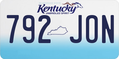KY license plate 792JON