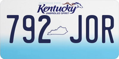 KY license plate 792JOR