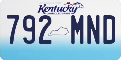 KY license plate 792MND