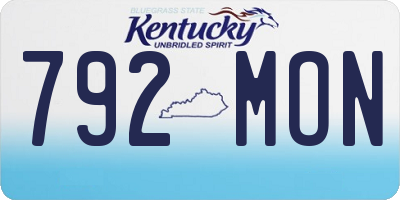KY license plate 792MON