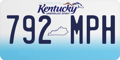 KY license plate 792MPH