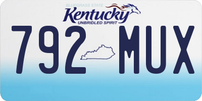 KY license plate 792MUX