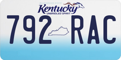 KY license plate 792RAC