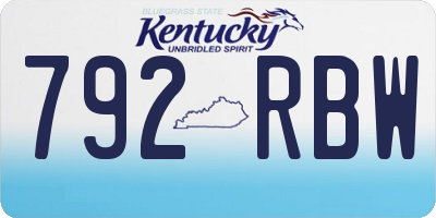 KY license plate 792RBW
