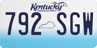 KY license plate 792SGW