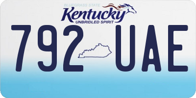 KY license plate 792UAE