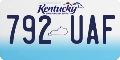 KY license plate 792UAF