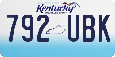 KY license plate 792UBK
