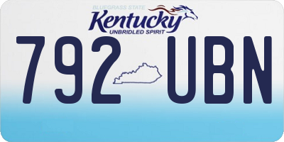KY license plate 792UBN
