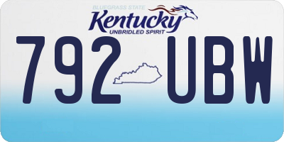 KY license plate 792UBW
