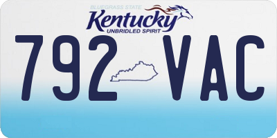 KY license plate 792VAC