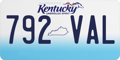 KY license plate 792VAL