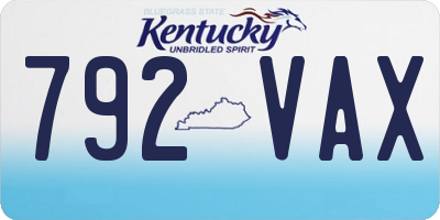 KY license plate 792VAX