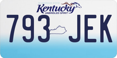 KY license plate 793JEK