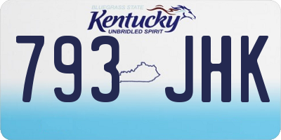 KY license plate 793JHK