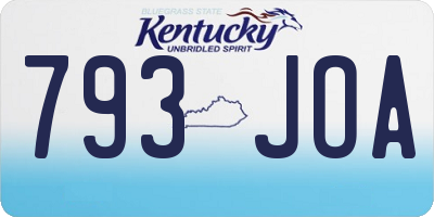 KY license plate 793JOA