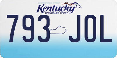 KY license plate 793JOL