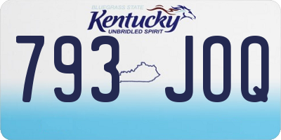 KY license plate 793JOQ