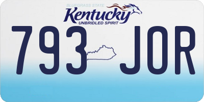 KY license plate 793JOR