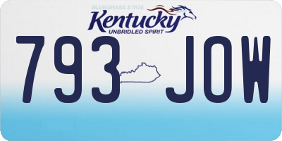 KY license plate 793JOW