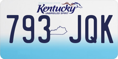 KY license plate 793JQK