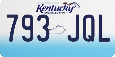 KY license plate 793JQL