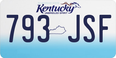 KY license plate 793JSF