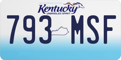 KY license plate 793MSF