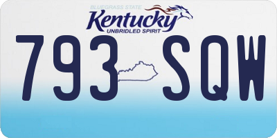 KY license plate 793SQW