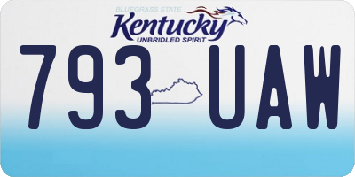 KY license plate 793UAW