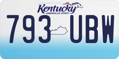 KY license plate 793UBW