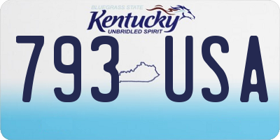 KY license plate 793USA