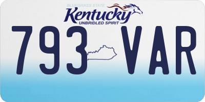 KY license plate 793VAR