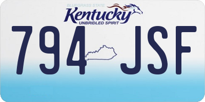 KY license plate 794JSF