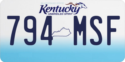 KY license plate 794MSF