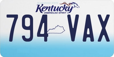 KY license plate 794VAX