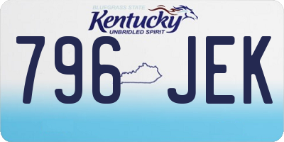 KY license plate 796JEK