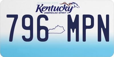KY license plate 796MPN