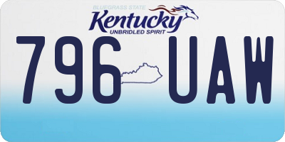 KY license plate 796UAW
