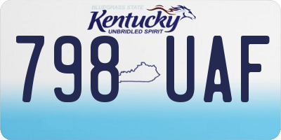 KY license plate 798UAF